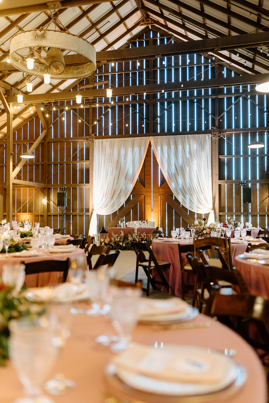 Event space setup for wedding at The White Barn in San Luis Obispo CA, photography by Cobblestone