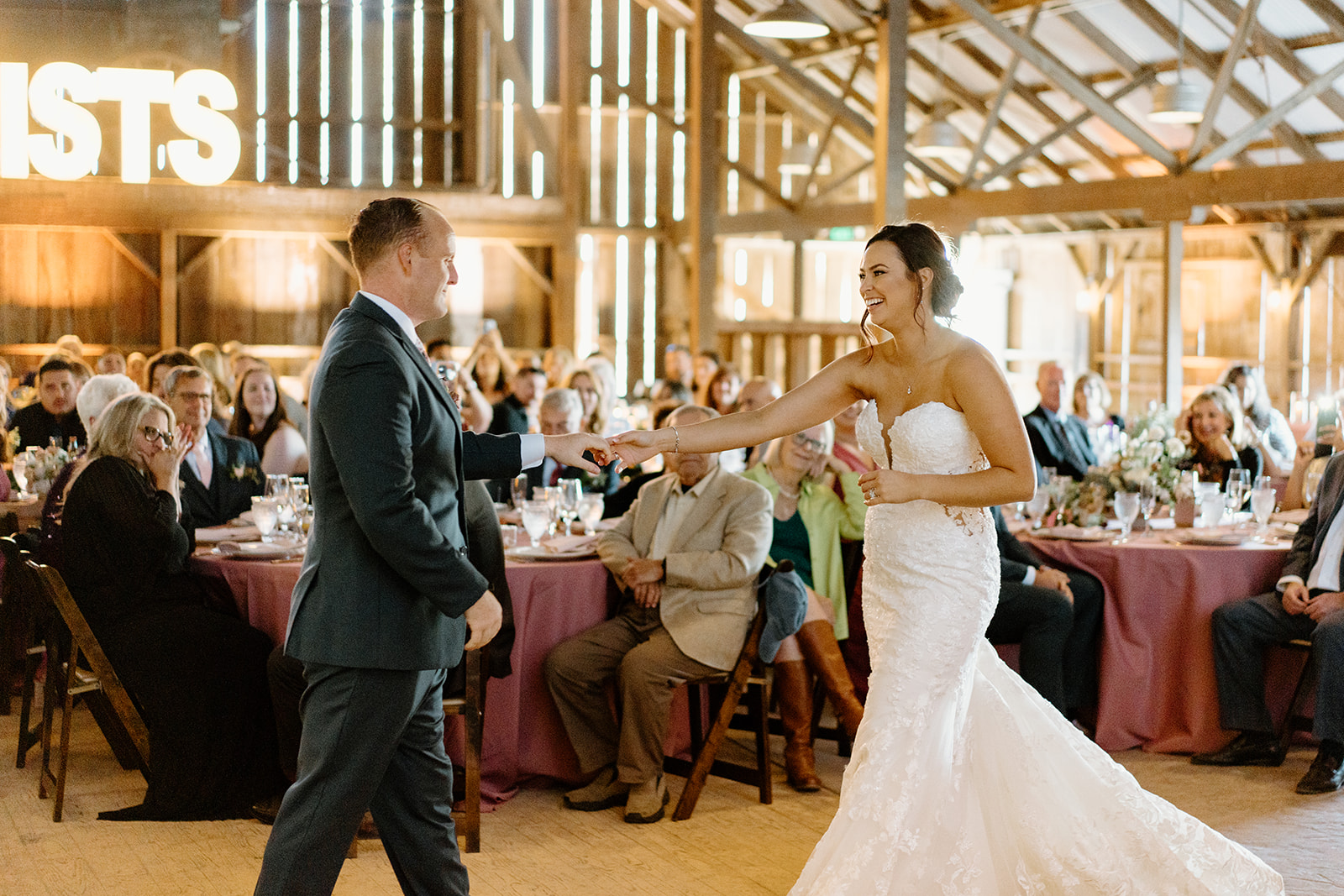 First Dance by bride and groom at The White Barn in San Luis Obispo CA, photography by Cobblestone