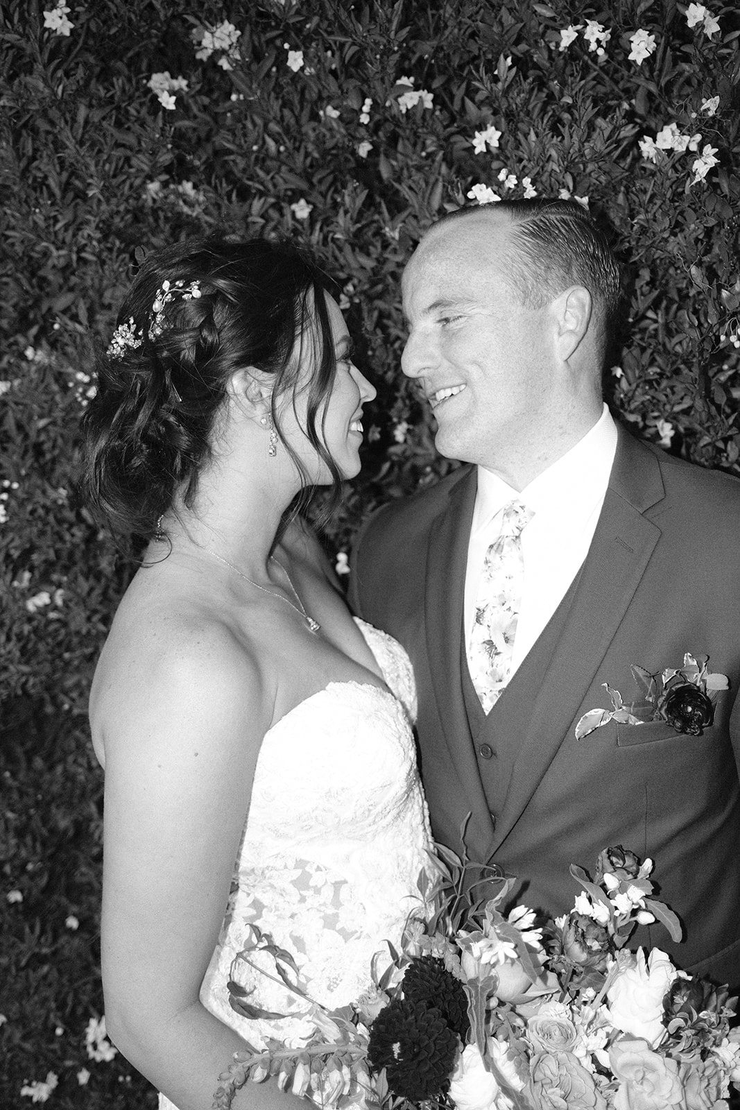 Bride and groom have intimate close moment at The White Barn in San Luis Obispo CA, photography by Cobblestone
